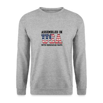 Uruguayan American Patriot USA Grown Uruguay US - Unisex Sweatshirt - salt & pepper - Front - Alina (178cm) & Michal (187cm)