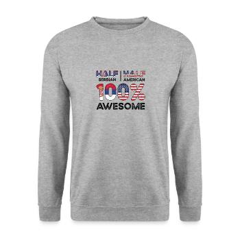 Serbisch Amerikanischer Patriot USA Gewachsen - Unisex Pullover - Weißgrau meliert - Vorne - Alina (178cm) & Michal (187cm)
