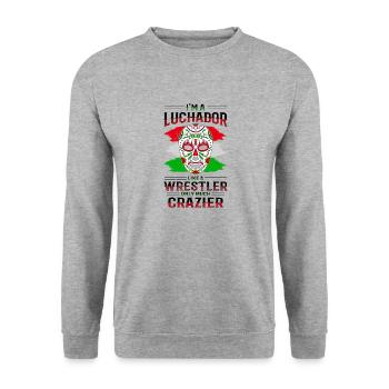 Mexikanischer Wrestling Wrestler Lucha Libre Maske - Unisex Pullover - Weißgrau meliert - Vorne - Alina (178cm) & Michal (187cm)