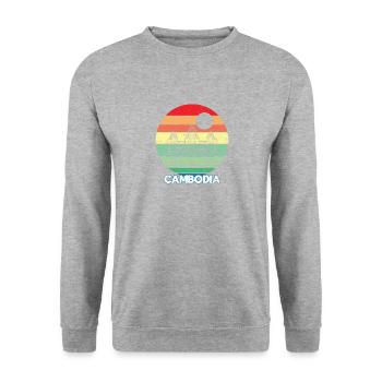 Cambodia Temple Khmer Vintage Palm Trees I Gift - Unisex Sweatshirt - salt & pepper - Front - Alina (178cm) & Michal (187cm)