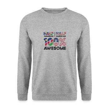 Namibia Amerikanischer Patriot USA Gewachsen - Unisex Pullover - Weißgrau meliert - Vorne - Alina (178cm) & Michal (187cm)