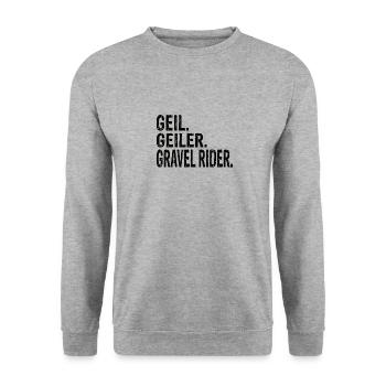 Gravel Bike Gravel Rider Gravel bikes Gravel Ride - Unisex Pullover - Weißgrau meliert - Vorne - Alina (178cm) & Michal (187cm)