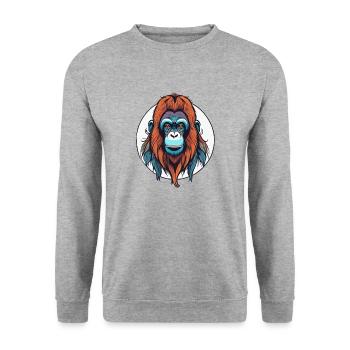 Orang-Utan - Unisex Pullover - Weißgrau meliert - Vorne - Alina (178cm) & Michal (187cm)