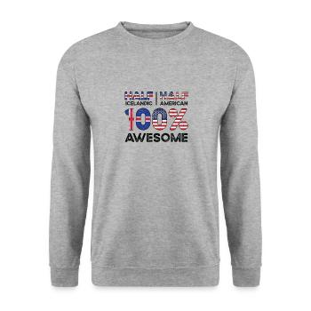 Icelandic American Patriot USA Grown - Sweat-shirt Unisexe - gris chiné - Devant - Alina (178cm) & Michal (187cm)
