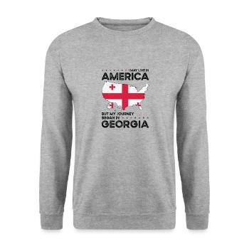 Georgischer amerikanischer Patriot USA Gewachsen - Unisex Pullover - Weißgrau meliert - Vorne - Alina (178cm) & Michal (187cm)