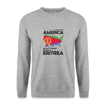 Eritreische amerikanische Patriotin USA Gewachsen - Unisex Pullover - Weißgrau meliert - Vorne - Alina (178cm) & Michal (187cm)