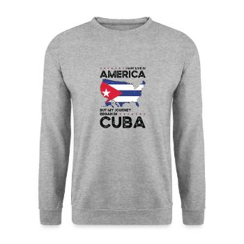 Kubanischer amerikanischer Patriot USA - Unisex Pullover - Weißgrau meliert - Vorne - Alina (178cm) & Michal (187cm)