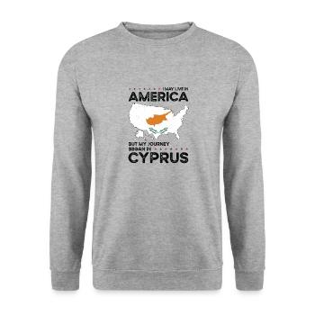 Cypriot American Patriot USA Grown Cyprus US Flag - Unisex Sweatshirt - salt & pepper - Front - Alina (178cm) & Michal (187cm)