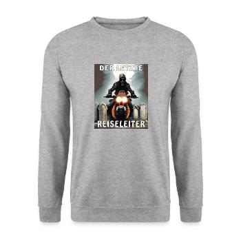 MOTORRAD TOD DER LETZTE REISELEITER - Unisex Pullover - Weißgrau meliert - Vorne - Alina (178cm) & Michal (187cm)