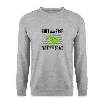 Fart Farting Crop Duster Dad Humor - Unisex Sweatshirt - salt & pepper - Front - Alina (178cm) & Michal (187cm)