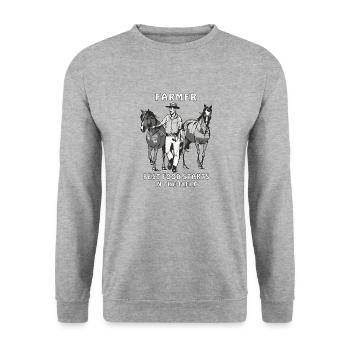 FARMER BEST FOOD STARTS IN THE FIELD - Unisex Pullover - Weißgrau meliert - Vorne - Alina (178cm) & Michal (187cm)
