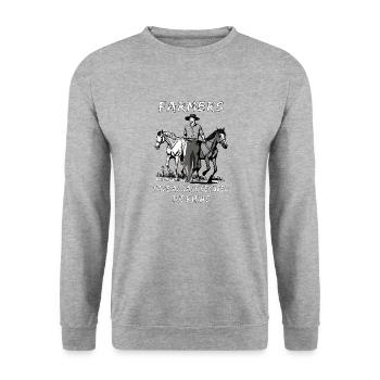 LES AGRICULTEURS ONT TOUJOURS ASSURÉ L’AVENIR - Sweat-shirt Unisexe - gris chiné - Devant - Alina (178cm) & Michal (187cm)