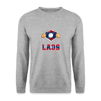 Laos Lao Laotian Flag Elephant Lao I Gift - Unisex Sweatshirt - salt & pepper - Front - Alina (178cm) & Michal (187cm)