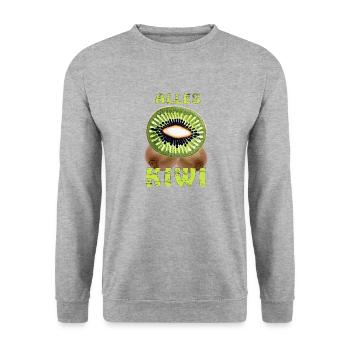 KIWI ALLES KIWI - Unisex Pullover - Weißgrau meliert - Vorne - Alina (178cm) & Michal (187cm)