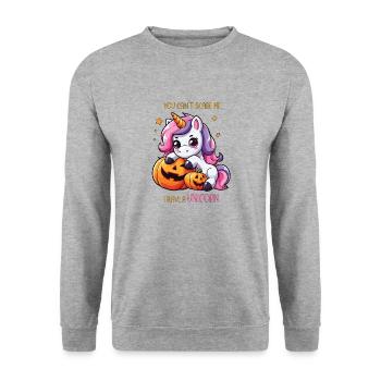 Licorne d’Halloween, j’ai une licorne - Sweat-shirt Unisexe - gris chiné - Devant - Alina (178cm) & Michal (187cm)