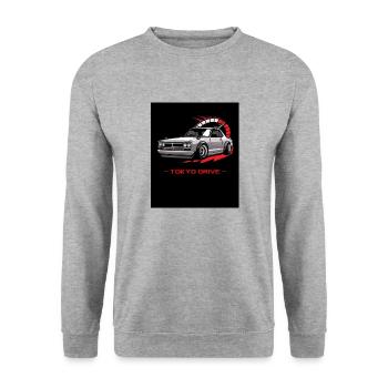 Tokyo Drift Designer T-Shirt - Unisex Pullover - Weißgrau meliert - Vorne - Alina (178cm) & Michal (187cm)