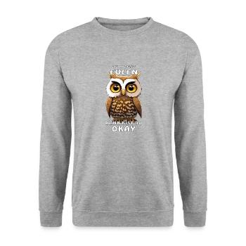 EULE DU MAGST EULEN OKAY - Unisex Pullover - Weißgrau meliert - Vorne - Alina (178cm) & Michal (187cm)