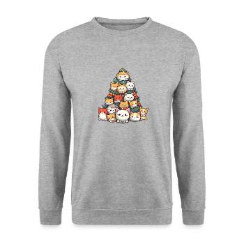 Christmas Magic: Cartoon Cats in the Christmas Tree - Unisex Sweatshirt - salt & pepper - Front - Alina (178cm) & Michal (187cm)