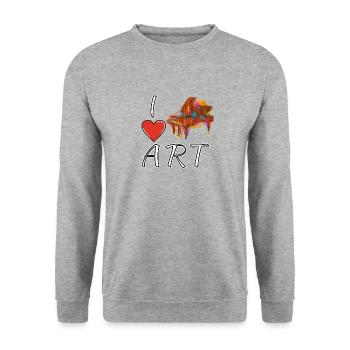 I LOVE ART PIANO - Unisex Sweatshirt - salt & pepper - Front - Alina (178cm) & Michal (187cm)