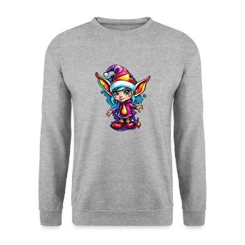 Imp / Dwarf / Fairy / Christmas / Elf - Unisex Sweatshirt - salt & pepper - Front - Alina (178cm) & Michal (187cm)