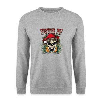 Festive AF Weihnachten mal anders - Unisex Pullover - Weißgrau meliert - Vorne - Alina (178cm) & Michal (187cm)