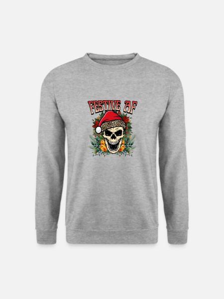 Festive AF Weihnachten mal anders - Unisex Pullover - Weißgrau meliert