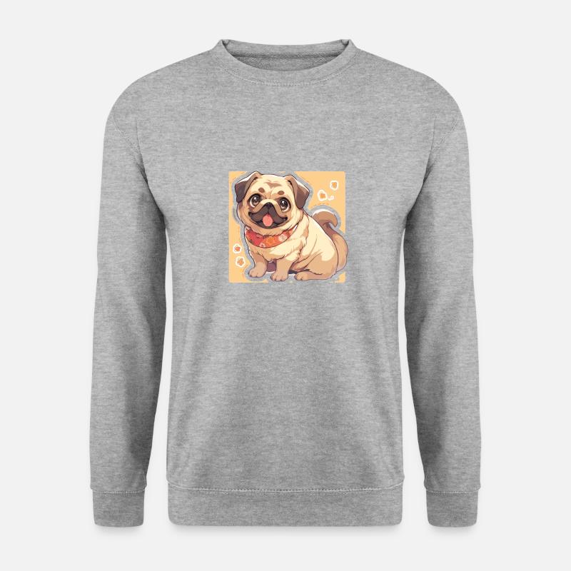 Mops Mops Hund Mops Leben Mops Geschenke - Unisex Pullover - Weißgrau meliert