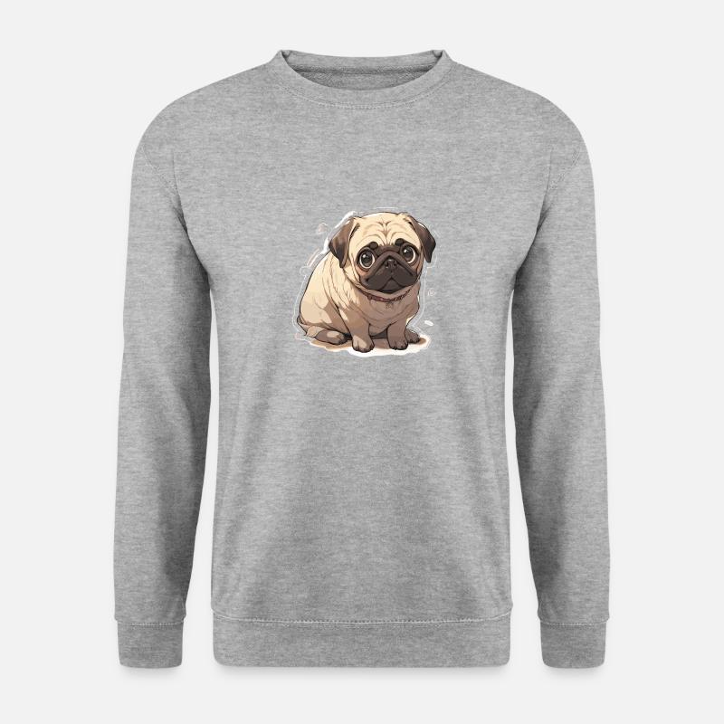 Mops Mops Hund Mops Leben Mops Geschenke - Unisex Pullover - Weißgrau meliert