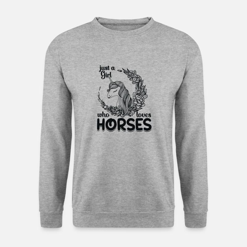 Pferd Reiten Reiterin - Unisex Pullover - Weißgrau meliert