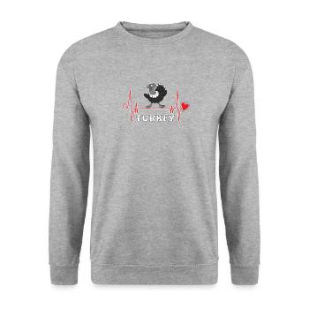 HEARTBEAT TURKEY - Unisex Sweatshirt - salt & pepper - Front - Alina (178cm) & Michal (187cm)