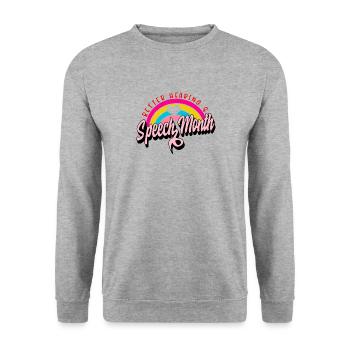 Chemise d’orthophoniste, meilleure audition et parole - Sweat-shirt Unisexe - gris chiné - Devant - Alina (178cm) & Michal (187cm)