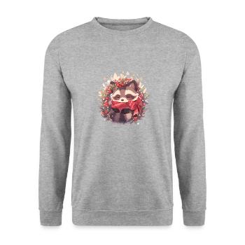 Waschbär Waschbären Waschbär Baby Wachbären - Unisex Pullover - Weißgrau meliert - Vorne - Alina (178cm) & Michal (187cm)