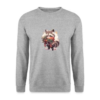 Waschbär Waschbären Waschbär Baby Wachbären - Unisex Pullover - Weißgrau meliert - Vorne - Alina (178cm) & Michal (187cm)