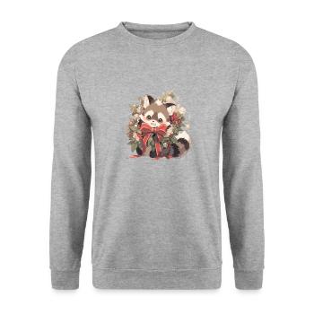 Waschbär Waschbären Waschbär Baby Wachbären - Unisex Pullover - Weißgrau meliert - Vorne - Alina (178cm) & Michal (187cm)