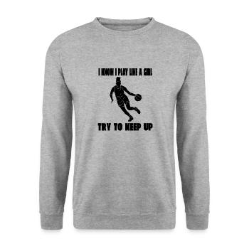 Basketball Basketballteam Basketballspieler - Unisex Pullover - Weißgrau meliert - Vorne - Alina (178cm) & Michal (187cm)