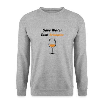 Wasser sparen Getränk Armagnac - Unisex Pullover - Weißgrau meliert - Vorne - Alina (178cm) & Michal (187cm)