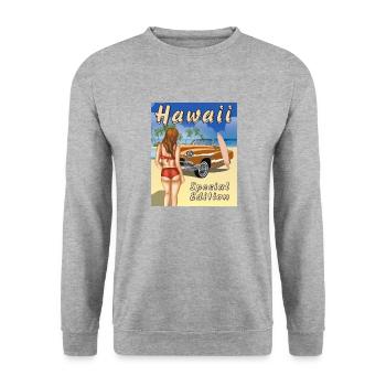 HAWAII Special Edition - Unisex Pullover - Weißgrau meliert - Vorne - Alina (178cm) & Michal (187cm)