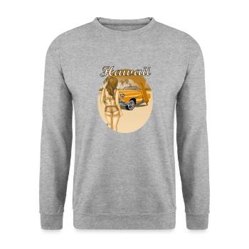 HAWAII - Unisex Pullover - Weißgrau meliert - Vorne - Alina (178cm) & Michal (187cm)