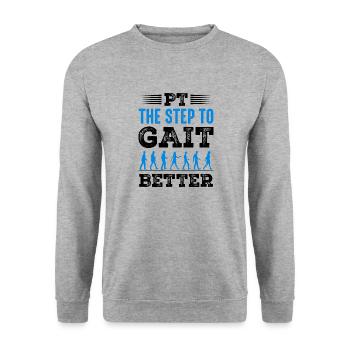 PT Physiotherapie Physiotherapeutin Job - Unisex Pullover - Weißgrau meliert - Vorne - Alina (178cm) & Michal (187cm)
