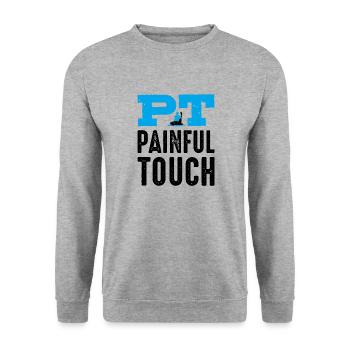 PT Physiotherapie Physiotherapeutin Job - Unisex Pullover - Weißgrau meliert - Vorne - Alina (178cm) & Michal (187cm)