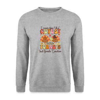 Enseignante de 2e année Je m’occupe des dindes les plus mignonnes Th - Sweat-shirt Unisexe - gris chiné - Devant - Alina (178cm) & Michal (187cm)