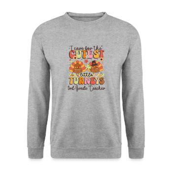 Professeur de 3e année Je m’occupe des dindes les plus mignonnes Th - Sweat-shirt Unisexe - gris chiné - Devant - Alina (178cm) & Michal (187cm)