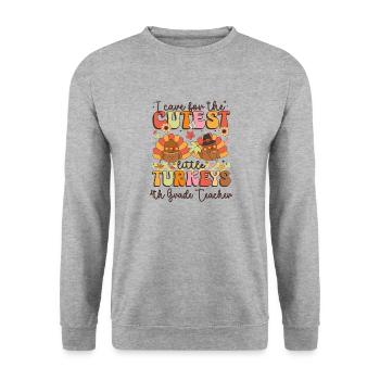 Enseignante de 4e année Je m’occupe des dindes les plus mignonnes Th - Sweat-shirt Unisexe - gris chiné - Devant - Alina (178cm) & Michal (187cm)