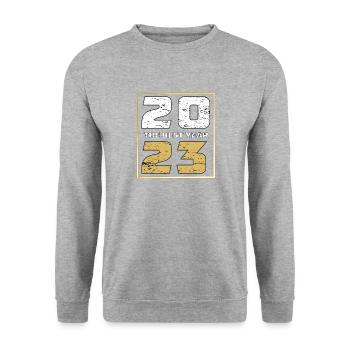LA MEILLEURE ANNÉE 2023 - Sweat-shirt Unisexe - gris chiné - Devant - Alina (178cm) & Michal (187cm)
