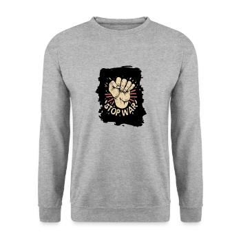 STOP WAR - Unisex Sweatshirt - salt & pepper - Front - Alina (178cm) & Michal (187cm)