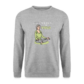 LE YOGA N’EST JAMAIS TROP VIEUX POUR LE YOGA - Sweat-shirt Unisexe - gris chiné - Devant - Alina (178cm) & Michal (187cm)