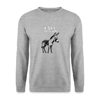 ESEL IM TEAM - Unisex Pullover - Weißgrau meliert - Vorne - Alina (178cm) & Michal (187cm)
