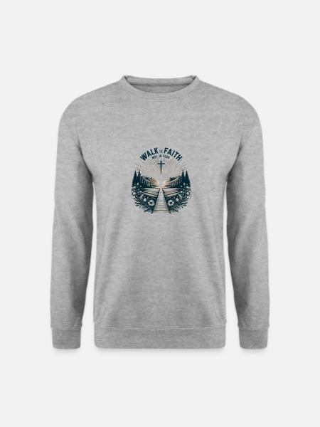 Wandelt im Glauben, nicht in Furcht - Unisex Pullover - Weißgrau meliert