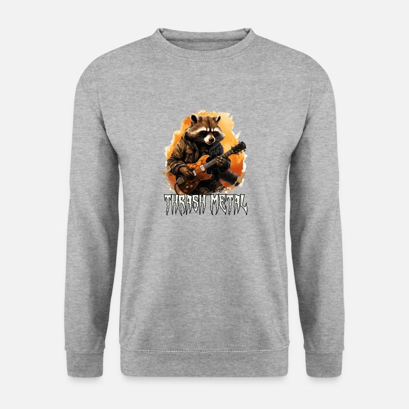 Lustiger Thrash Metal Waschbär - Unisex Pullover - Weißgrau meliert