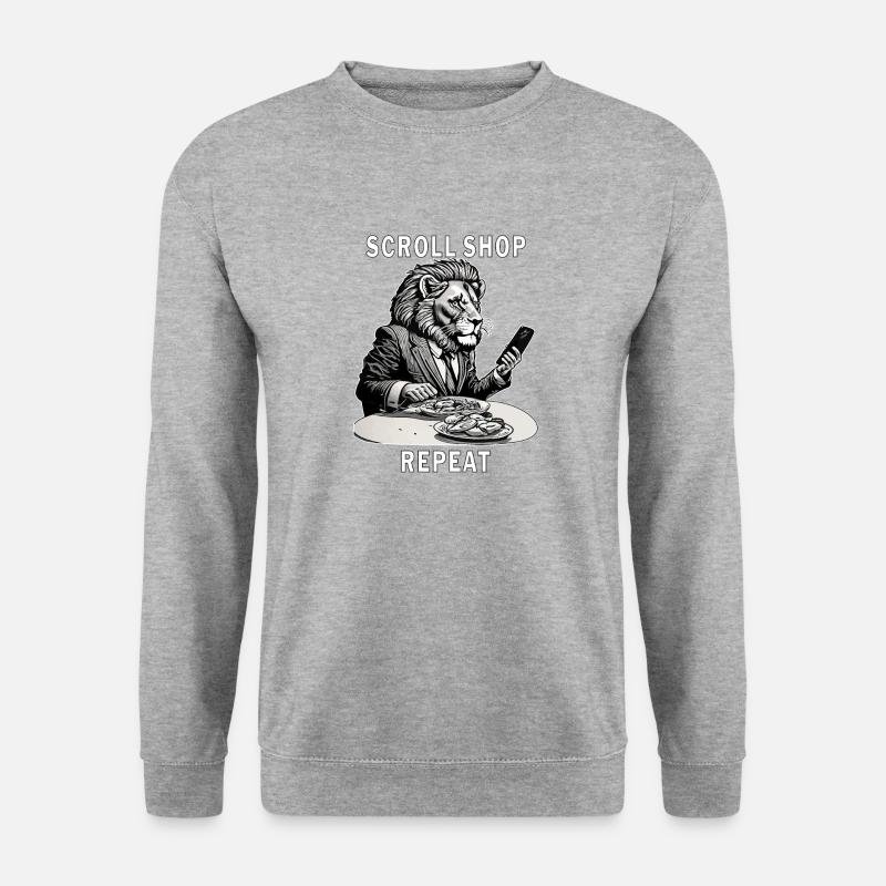 SMARTPHONE SCROLL SHOP REPEAT - Unisex Pullover - Weißgrau meliert